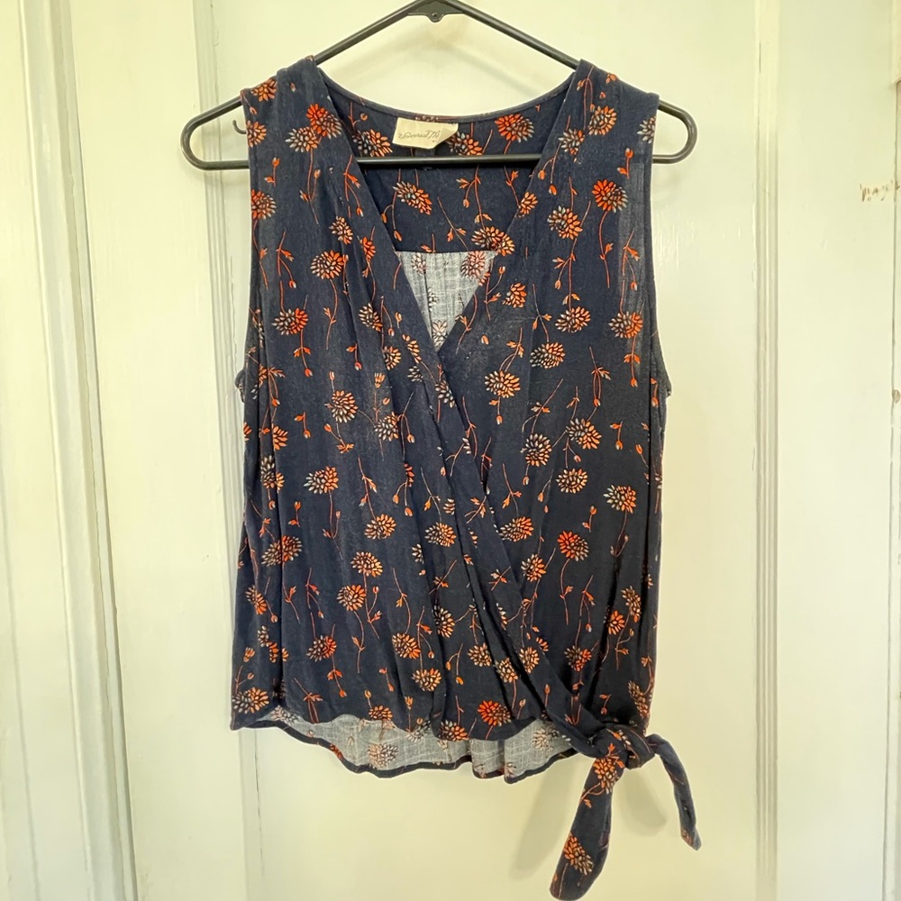 Navy wrap style top